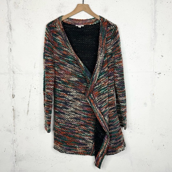 Boston Proper Asymmetrical Multi Color Tweed Cardigan Sweater - Picture 1 of 13